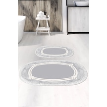 Eko Trend Djt 2 Li Yıkanabilir Kaymaz Taban Oval Banyo Paspas Klozet Takımı 657m Modern gri