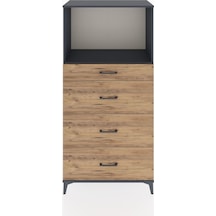 Hyperion Dolap Tek Raflı 4 Çekmeceli 88x44x182 Antrasit-çam Antrasit