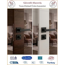 Çelebi Lama Rozetli İç Kapı Kolu - Mat Siyah - Wc Banyo