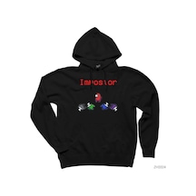 Among Us Impostor Siyah Kapşonlu Sweatshirt Hoodie Siyah