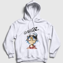 Presmono Unisex 2d Gorillaz Kapüşonlu Sweatshirt Beyaz