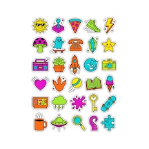30 Adet Renkli Pop Art Karikatür Sticker Seti - Laptop Defter Ajanda İçin Çok Renkli