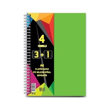 U-deep Pp Kapak Ayraçlı Defter 3+1 100yp 48- 6 Adet Çeşitli Renk Ve Desen