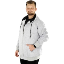 Mode Xl Büyük Beden Erkek Sweatshirt Zippered Recycle B20533 Grimelanj 001