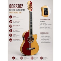 Valares Qcg2302c Elektro Klasik Gitar 39 İnç 4/4 Kesik Kasa 4 Bant Ekolayzerli Sahne Ve Amfi Uyumlu Çift Renk