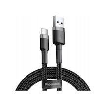 Baseus Catklf-cg1 2 M Cafule Cable 2A Type-C Şarj Kablosu Gri Siyah