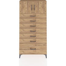Arges Dolap Tek Raflı 7 Çekmeceli 2 Kapaklı 88x30x182 Çam-çam Çam