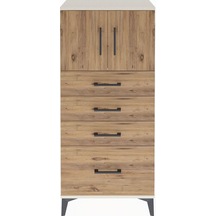Arges Dolap Tek Raflı 4 Çekmeceli 2 Kapaklı 60x30x134 Aytaşı-çam Aytaşı