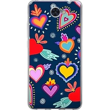 Huawei Y7 İle Uyumlu 1mm Slim Fit Retro Renkler 3 Baskılı Şeffaf Kılıf Şeffaf