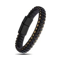 Casera's Hasır Örme Çelik Ve Deri Erkek Bilekllikcsr2221017 Siyah