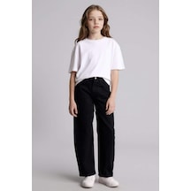 Defacto %100 Pamuk Baggy Fıt Jean Pantolon Kız Çocuk H6075a826spnm36 Antrasit-nm36