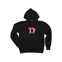 Diablo Iv For Logo Siyah Kapşonlu Sweatshirt Hoodie Siyah