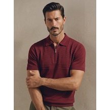 Maccali Erkek Bordo Triko Polo Yaka Tişört