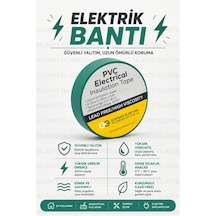 Yeşil Profesyonel Pvc Elektrik Bandı 18mm X 10m Güçlü Yapışkanlı, 600v Dayanımlı, Esnek İzolasyon