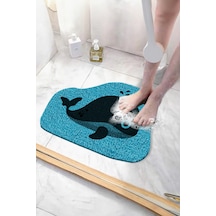Balina Banyo Paspası Kaymaz Taban Yumuşak Esnek Paspas Islak Zemin Hijyenik Paspas 40x60 Cm Mavi