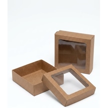 Pencereli Kraft Kutu, 10 Adet, 15x15x6 Cm Hediye Ve Kurabiye Kutusu, Karton Kargo Paketleme Kutusu Diğer