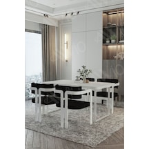 Avvio Mitra Metalayak Tokyo Demonte Sandalye 80x120 Yemek Masası Mutfak Masası 4 Kişilik Beyaz