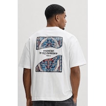 Respire Erkek Itsbyzey Nakış Detaylı Oversize T-shirt Ekru