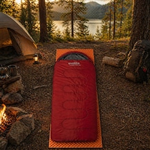 Evolite Kamp Seti: Pro Sq 0 C Uyku Tulumu + Ultralight Comfort Katlanır Mat Turuncu Kırmızı