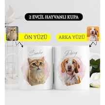Bk Gift Kişiye Özel İki Evcil Hayvan Karikatürlü Beyaz Kupa Bardak-2, Arkadaşa Hediye, Sevgiliye Hediye Kobitmeyencom33908 Bk Gift