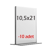10,5x21 Cm T Tipi Dikey Şeffaf Föylük 10 Adet Menü Broşür Etiket Fotoğraflık Masaüstü Stand Sehpa Sunum
