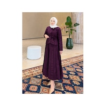 Riella Butik Olera Etekli Tesettür Takım Mürdüm