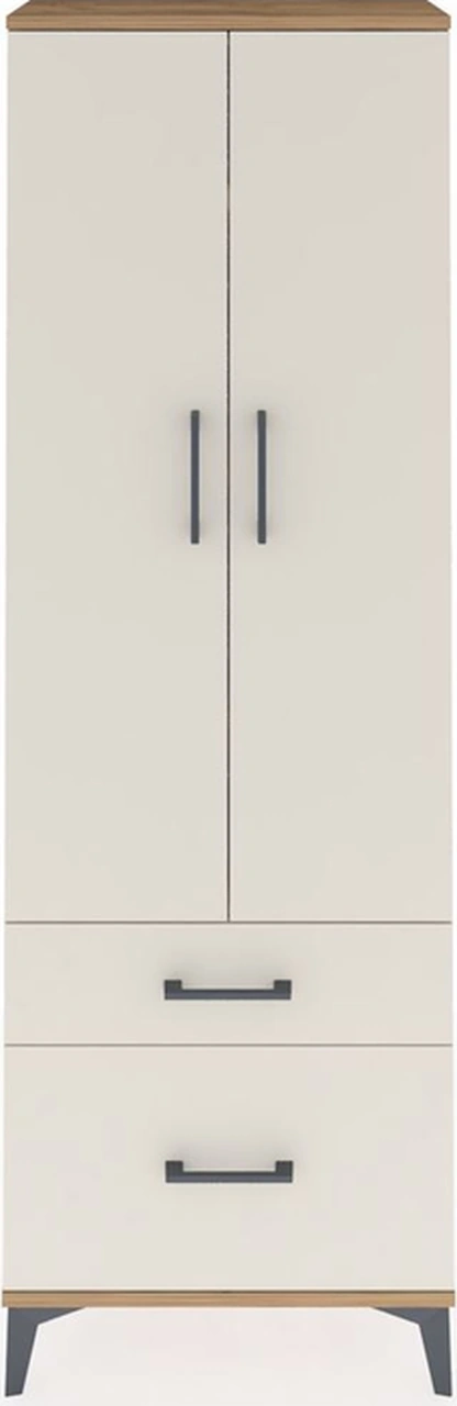 Arges Dolap 4 Raflı 2 Çekmeceli 2 Kapaklı 60x30x182 Çam-aytaşı Çam