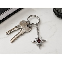 Kırmızı Detaylı Kutup Yıldızı Figürlü Metal Anahtarlık Çanta Ve Anahtar Aksesuarı