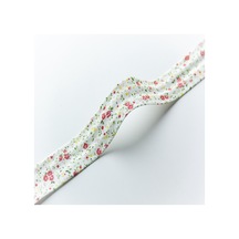 Desenli Koton Biye - 3 Cm Kırmızı Çıtır Çiçekler - 5 Metre