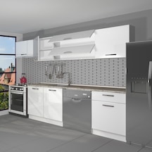 Decoraktiv Elite 280y Mdf Hazır Mutfak Dolabı - Tezgah Dahil - Parlak Beyaz
