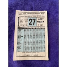 27 Mart 2007 Takvim Yaprağı - Nostalji Koleksiyonluk Takvim Yaprağı