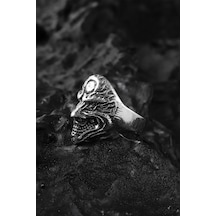 925 Ayar Gümüş Maskeli Kuru Kafa Motifliyüzük Çok Renkli