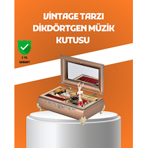 Müzikli Balerin Figürlü Takı Kutusu Piyano Desenli Dekoratif - Lisinya Kahverengi