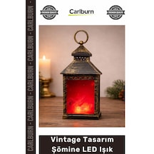 Özel Üretim Dekoratif Ateş Efektli Nostaljik Pilli Gece Lambası Vintage Tasarım Şömine Led Işık