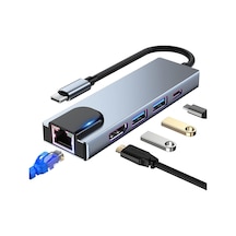 Tr Usb C Hub Çoklu Bağlantı Noktalı Adaptör, 8in1 Arada Usb C Yerleştirme İstasyonu, 4k Hdmı, Rj45 Ethernet, Usb3