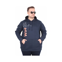 Moc Grande Mocgrande Büyük Beden Kapüşonlu Sweat Double Face Winter 25700 Lacıvert Lacivert