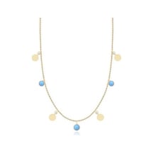 Diamond Line-Gülaylar - Sarı Altın 14 Ayar Firuze Taş Kolye N11.25121