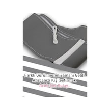 Mercedes B Gri İçin Uyumlu Özel Süper Deri Beyaz Yüzüklü Dikişli Direksiyon Kılıfı