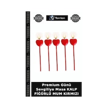 Premium Günü Sevgiliye Masa Kalp Fiğürlü Mum Kırmızı