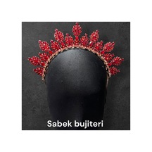 Crystal Bloom- Gelin Tacı Nişan Tacı Kına Tacı Kristal Taç Işıltılı Taç Zarif Taç After Party Taç Kırmızı - 788252626 Kırmızı