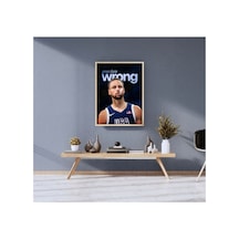 Stephen Curry Doğal Ahşap Çerçeveli Tek Parça Dekoratif Tablo Çok Renkli - 820339428 Çok Renkli