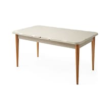 Kelebek Ortadan Açılır Büyüyen Yemek Masası Krem 70x120cm Ekru