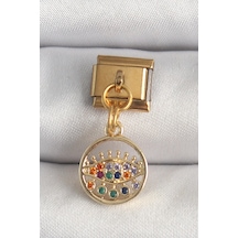 316l Çelik Gold Renk Sallantı Renkli Zirkon Taşlı Göz Model Nomination Charm Çok Renkli 82905622