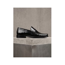 Crc Ayakkabı %100 Hakiki Deri Rugan Erkek Loafer - El İşçiliği Premium Klasik Ayakkabı - Burgundy Patent Siyah