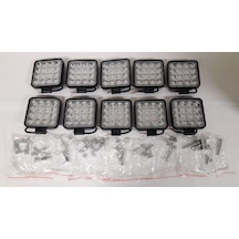 10 Adet Off Road Sis Farı Sis Lambası 16 Ledli Kare Su Geçirmez