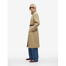 Koton Uzun Kollu Cepli Gabardin Oversize Kemerli Trençkot Haki 6sak00018ew Haki