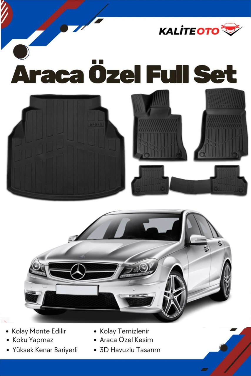 Mercedes C Seri W204 2012 Model Yumuşak Paspas+bagaj Havuzu Seti