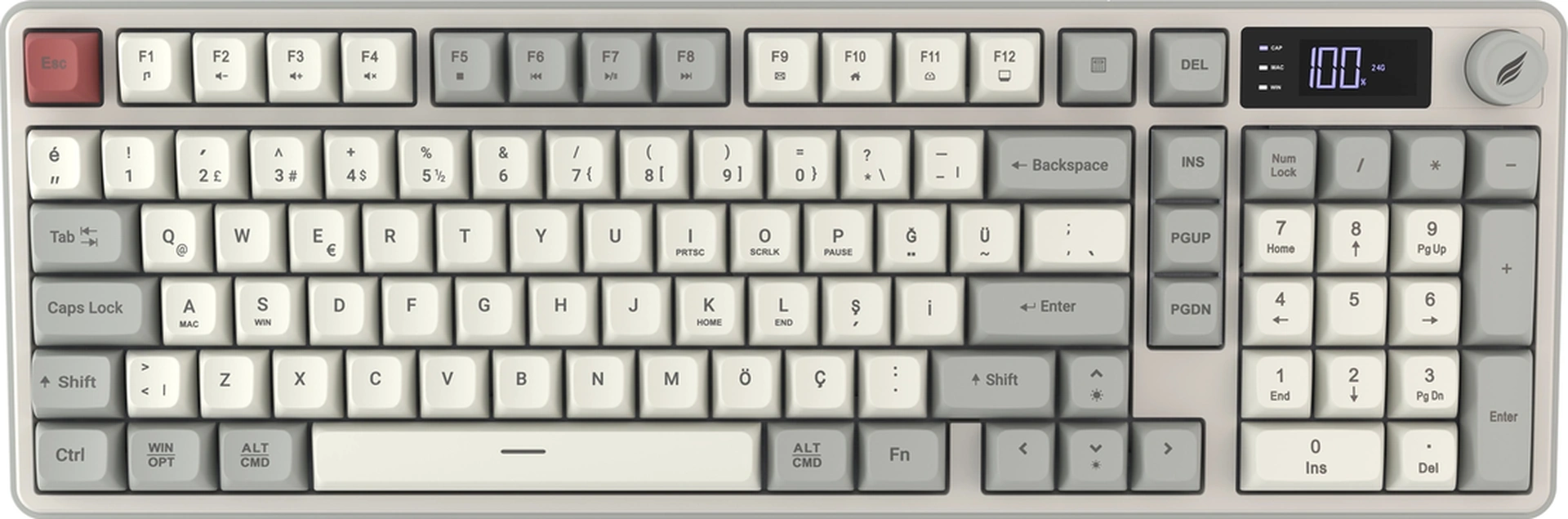 Hawk Gaming Hk258 Membrane Lcd Rgb Kablosuz/bluetooth Kırmızı Haki Full Türkçe Gaming Klavye