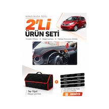 Nissan Note E12 2009-sonrası Uyumlu Torpido Örtüsü + Tay Tüyü Çanta + Sticker - Siyah Kırmızı
