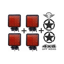 Off Road Sis Farı Sis Lambası 16 Led Kare 4'lü Paket Kırmızı